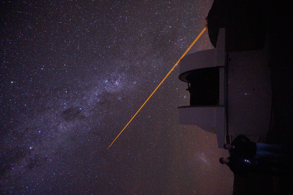 The Speculoos telescopes at Paranal, with VLT in the top-right.